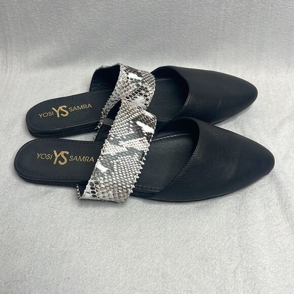 Yosi Samra Black and Snake Print Sandals - Picture 2 of 3